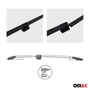 Ford Transit Connect Roof Rails - Omac - Solid (Divided) Alu - Black - 2014-2023 Ford Transit Connect Roof Rails - Omac - Solid (Divided) Alu - Black - 2014-2023